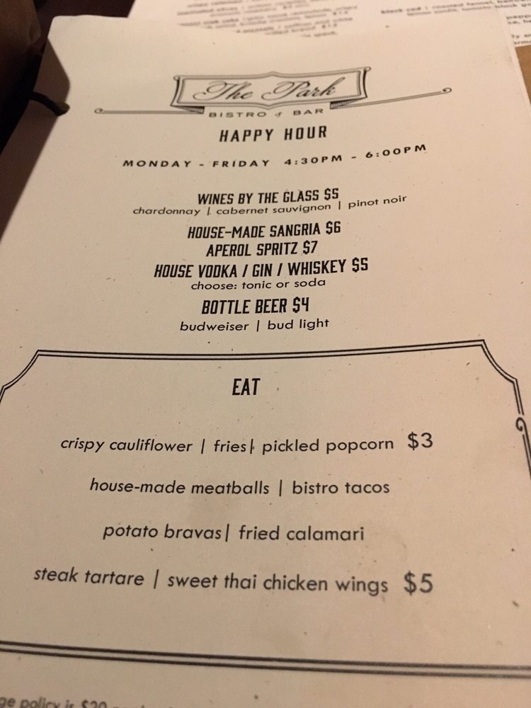 Happy Hour Menu Yelp