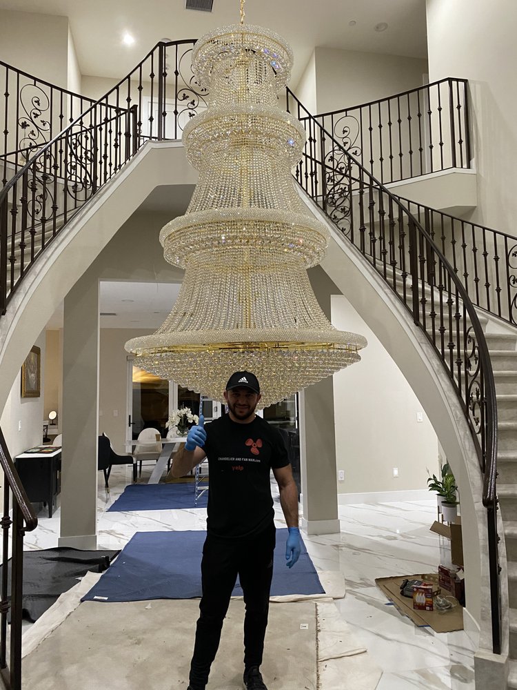 Chandelier And Fan Man