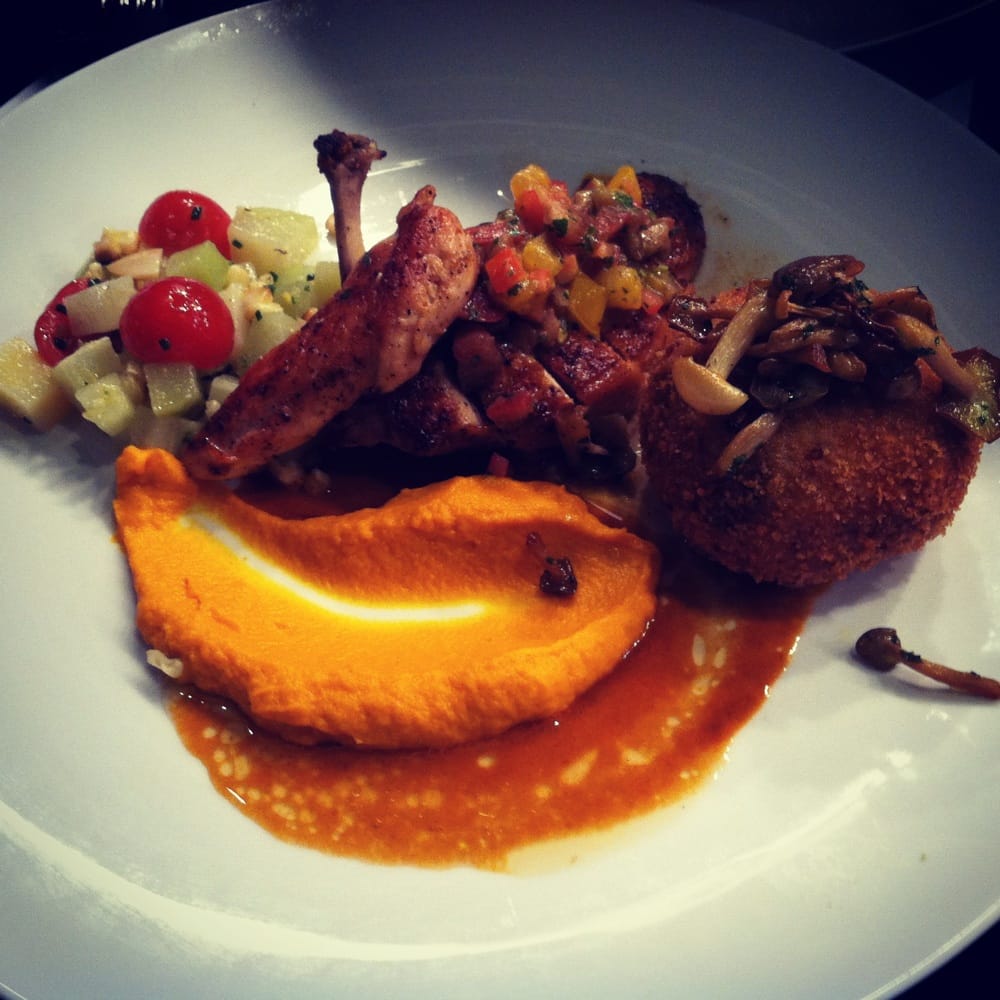 Tequila Dinner Sweet Potato Pure Chayote Slaw Risotto Cake