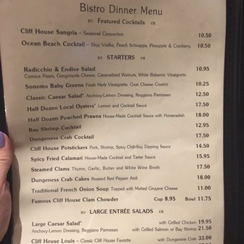 Cliff House Restaurant San Francisco Menu Cliff House Restaurant San Francisco Menu