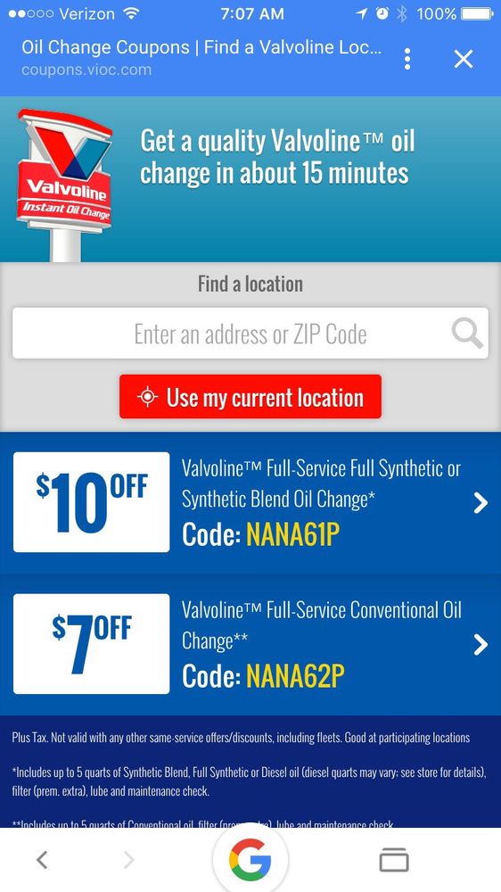 Go To The Valvoline Website Apparently Newcomers Get Anytime Access