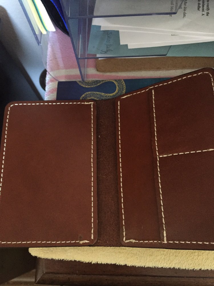 Leather travel wallet handmade and smells amazing Yelp