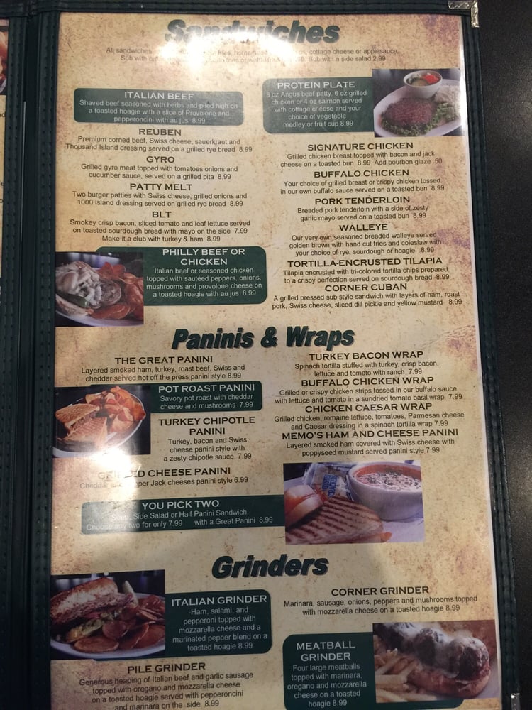 Online Menu Of The Corner Pub Grill Restaurant Springfield