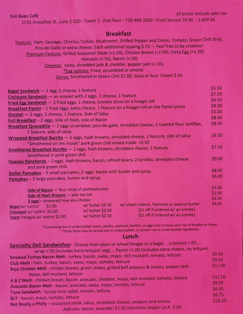 EVIL BEAN CAFE DENVER visual data 2