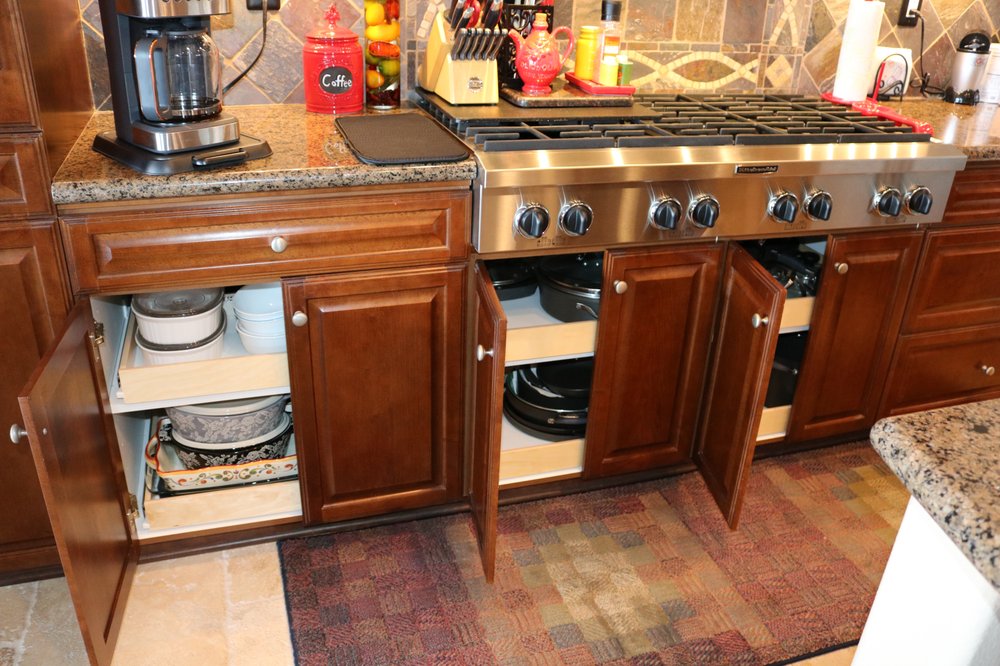 Under The Cook Top Organization Makes Finding Pots And Lids Easier Photo Of Pull Out Shelf Company San Go Ca United