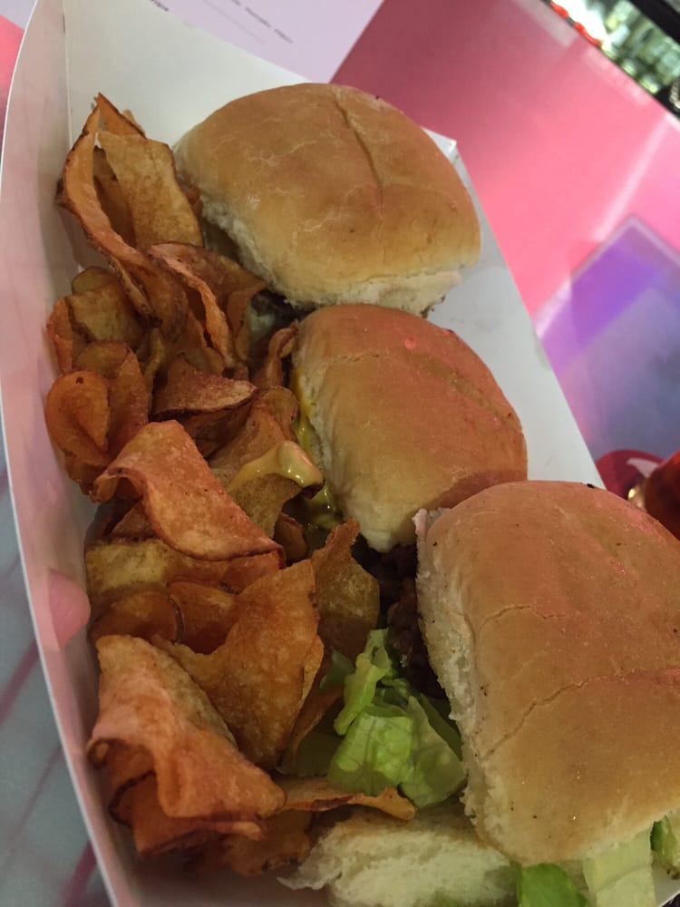 trio of oh burgers and oh chips yelp