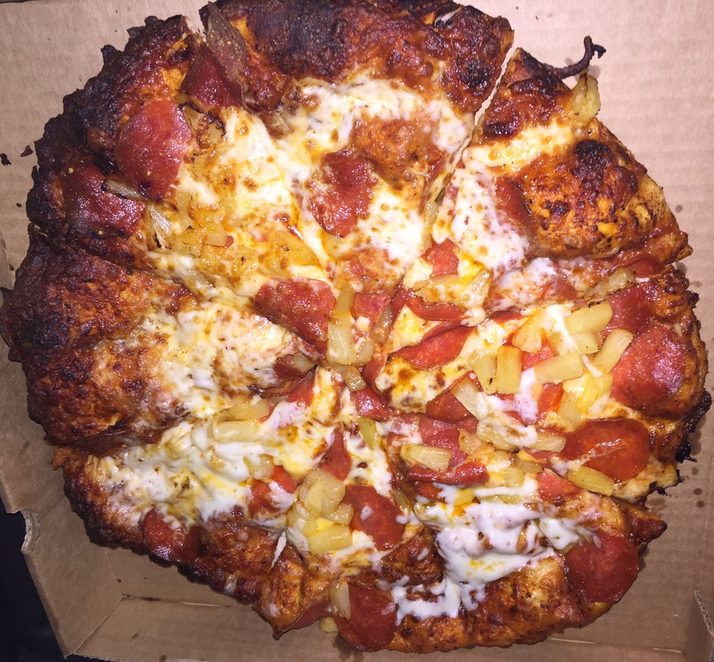 And Here Comes The Burnt With Not Enough Pepperoni When I Photo Of Round Table Visalia Ca United States And Here Comes