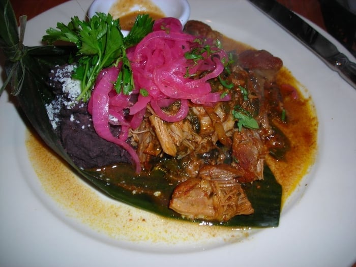 Roasted Pork, pickled onions, refried beans, habanero 