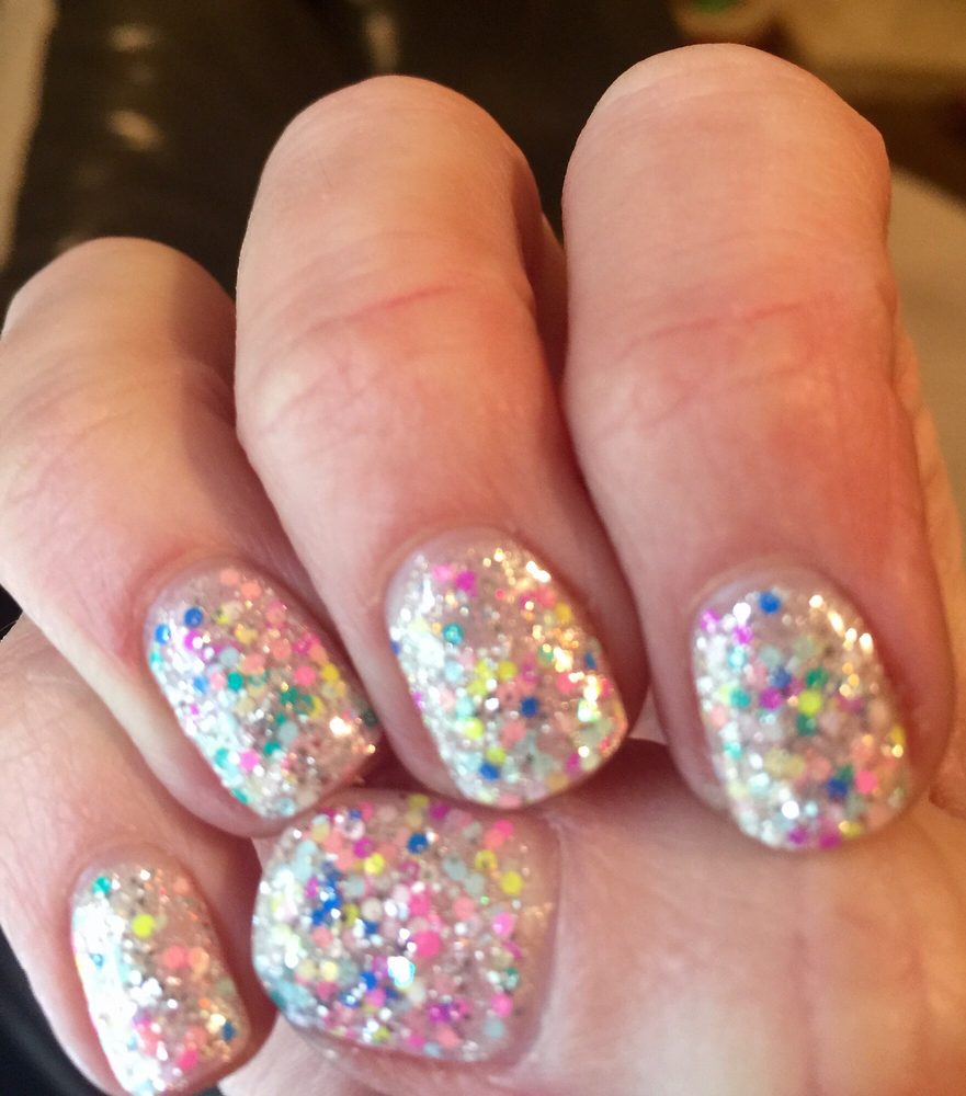 Gel Manicure Confetti Glitter Holiday Nails Yelp Photo Of Green Nail Boutique Woodland Hills Ca United States Gel