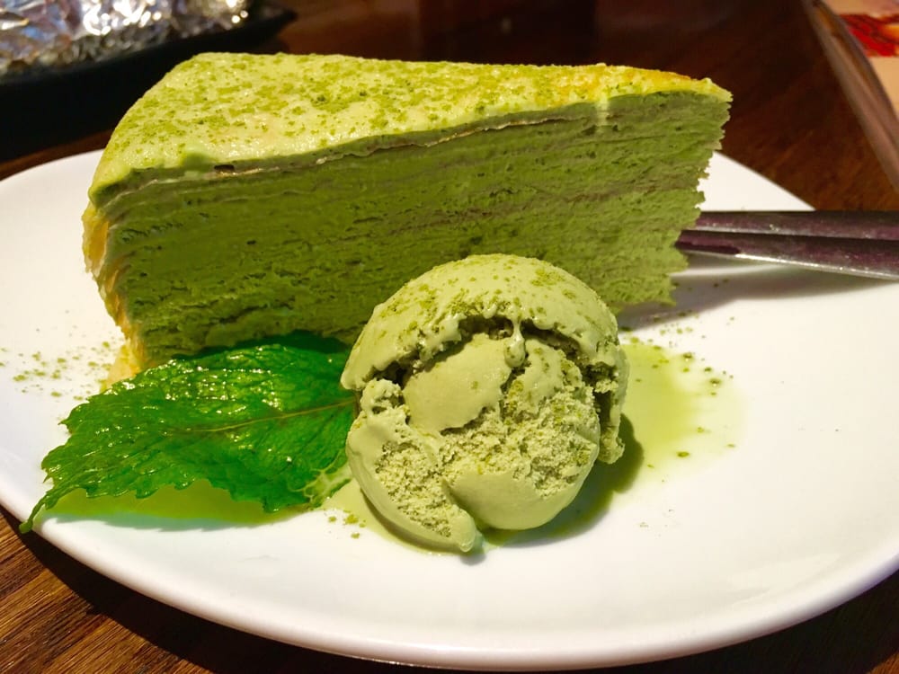 lady M green tea crepe cake. 10 whooping dollar of