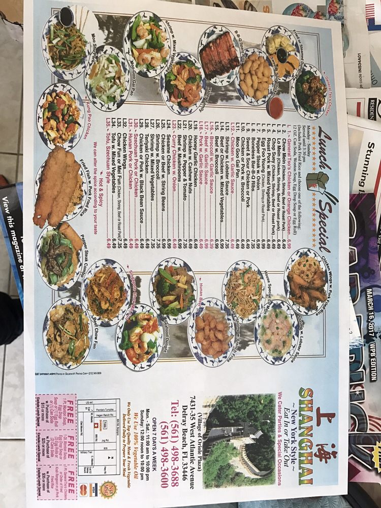 Shang Hai Chinese 7431 W Atlantic Ave Delray Beach Fl Photo Of Shang Hai Delray Beach Fl United States Back Menu
