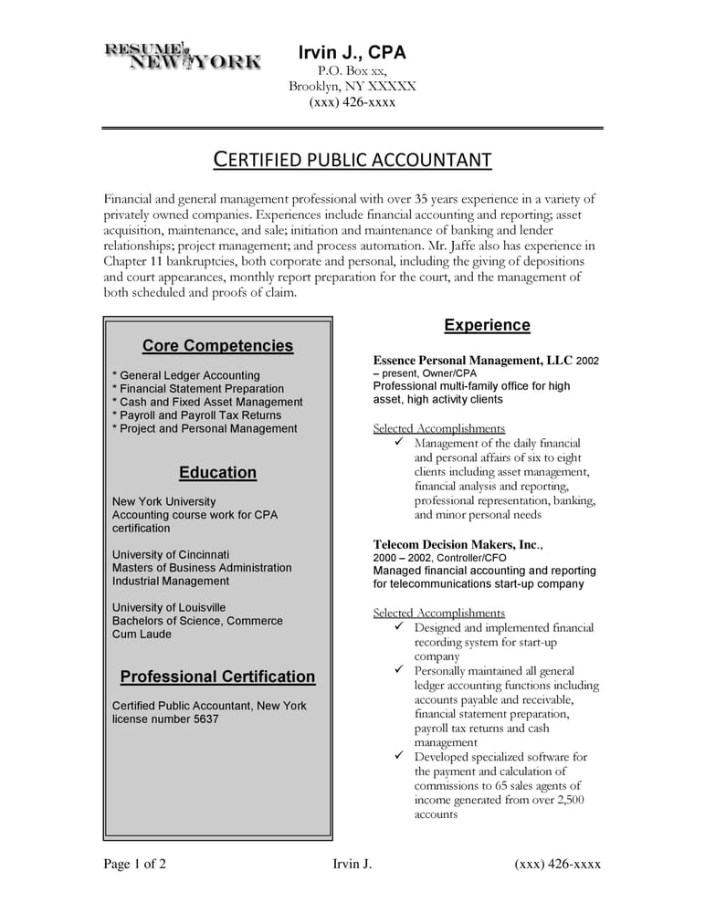 Accounting Resume Sample - Yelp