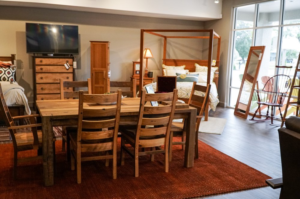 reclaimed wood dining set in dutchcrafters amish furniture store in