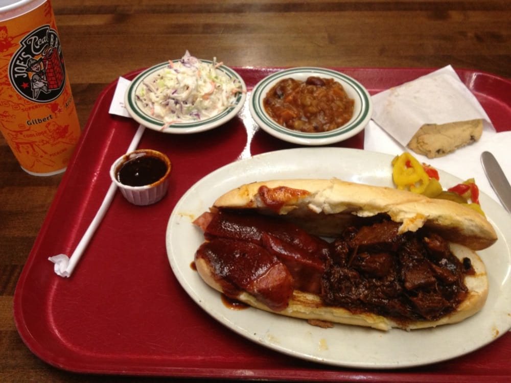 Hot Link Sausage And Chopped Brisket Jumbo Sandwich With