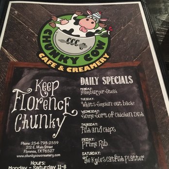 Chunky Cow Cafe And Creamery Menu Chunky Cow Cafe And Creamery Menu