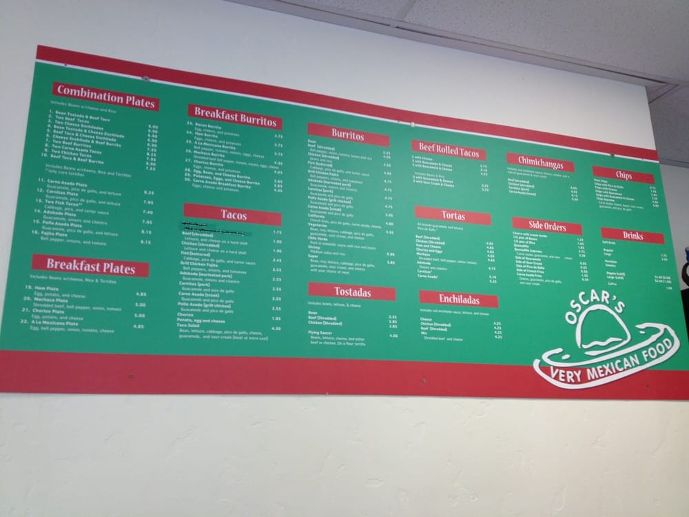 Oscar S Very Mexican Food Menu Oscar S Very Mexican Food Menu