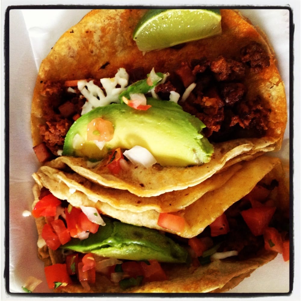 Chorizo, hot dog, and bologna taco. Sounds strange, but soooo good! Yelp