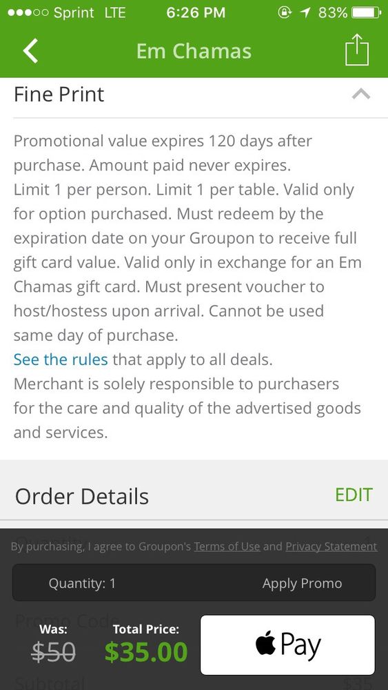 Em chamas restaurant coupons