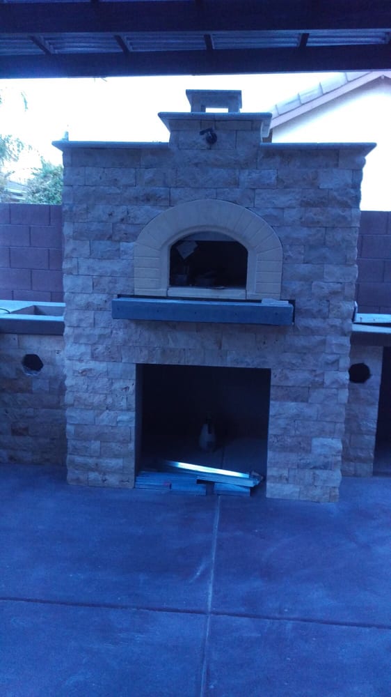 Oven With Black Marble Accents And Concrete Countertops Yelp Photo Of Cruz Masonry Fencing And Decorative Gilbert Az United States