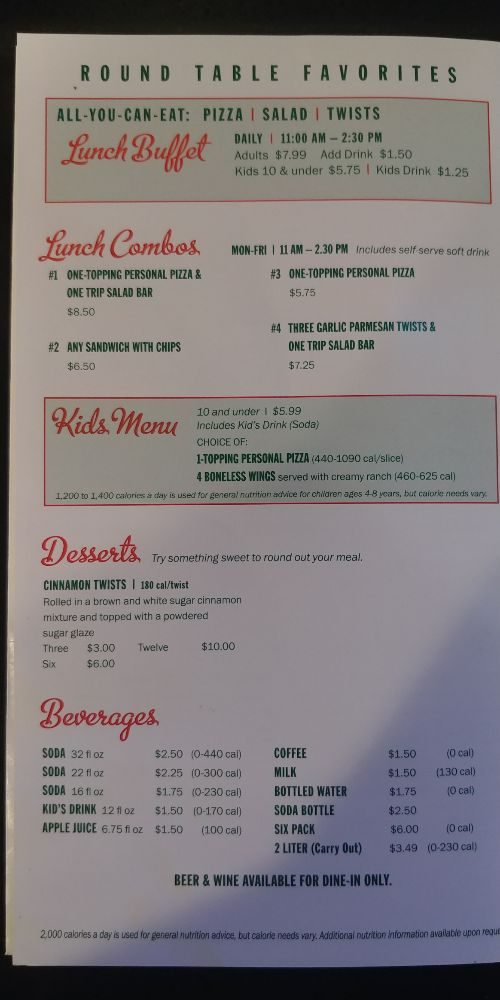 Buffet Lunch Combos And Extras Yelp Photo Of Round Table Pizza Marina Ca United States Buffet Lunch