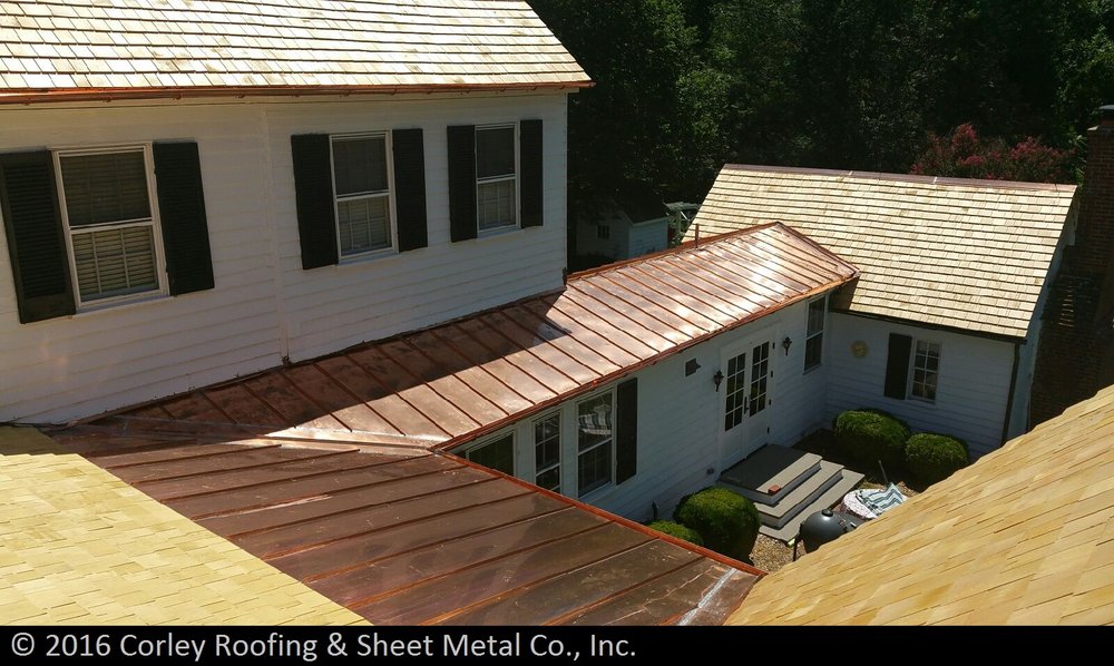 We Fabricated Installed A Standing Seam Copper Roof On The Photo Of Corley Roofing Sheet Metal Temple Hills Md United States