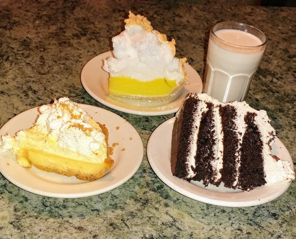 Lemon meringue, banana cream, Heath bar crunch chocolate Lemon meringue, banana cream, Heath bar crunch chocolate