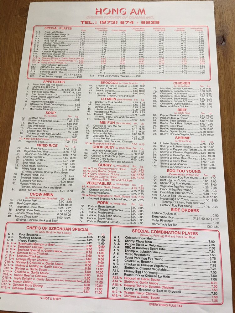 Online Menu Of Hong Am Chinese Kitchen Restaurant Orange New