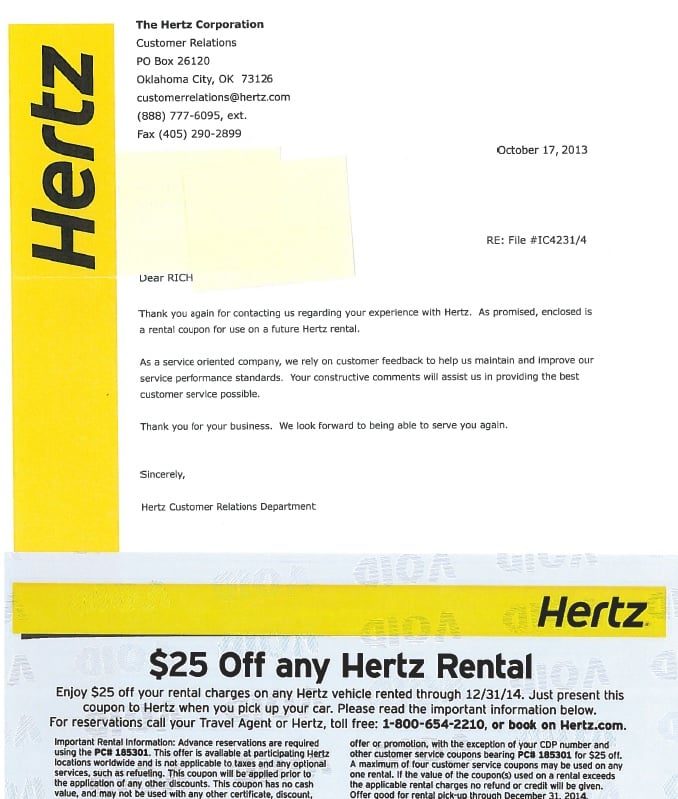 hertz receipts