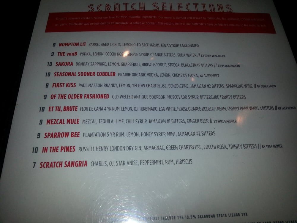 Scratch Kitchen Norman Menu Scratch Kitchen Norman Menu