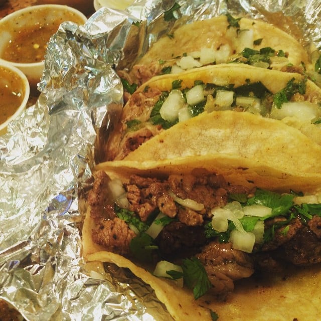 Silver dollar tacos, reminds me of home. Just needs a jalapenos ...