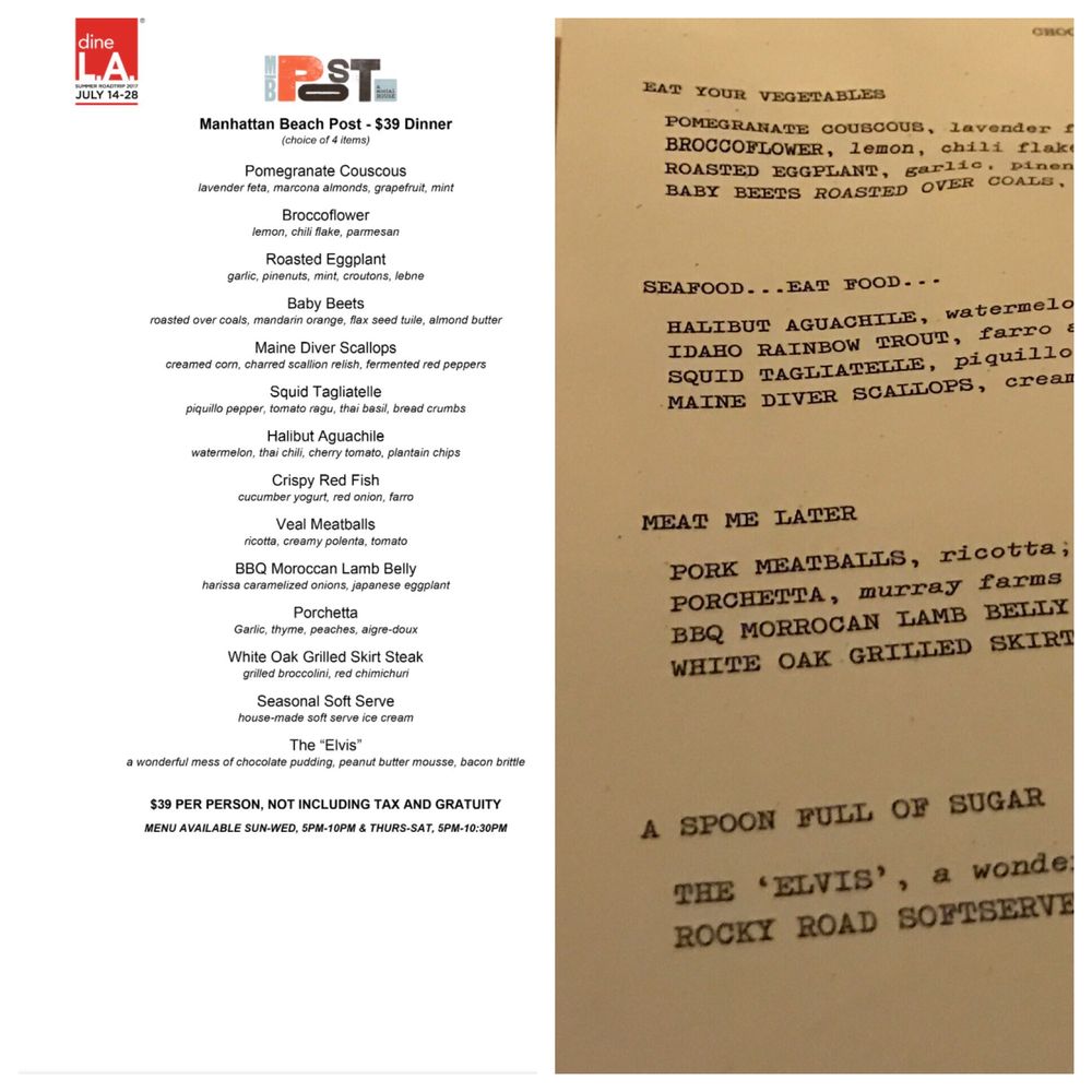 Manhattan Beach Post Restaurant Menu Manhattan Beach Post Restaurant Menu