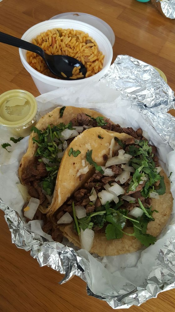 Carryout steak tacos and Puerto Rican rice - Yelp