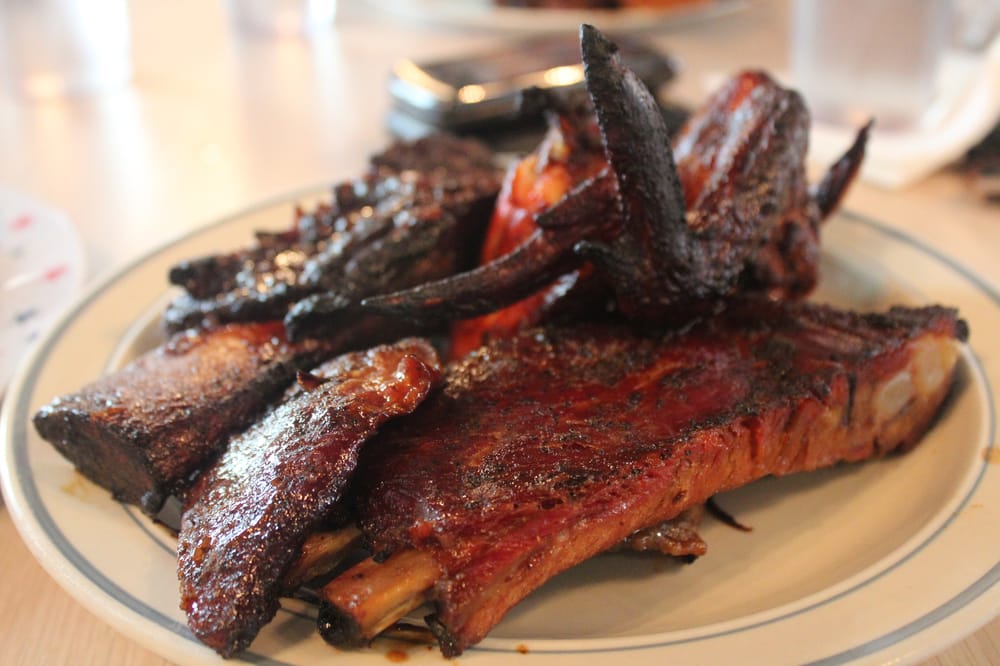 Combo plate beef rib, pork ribs, riblets and smoked wings. Yelp