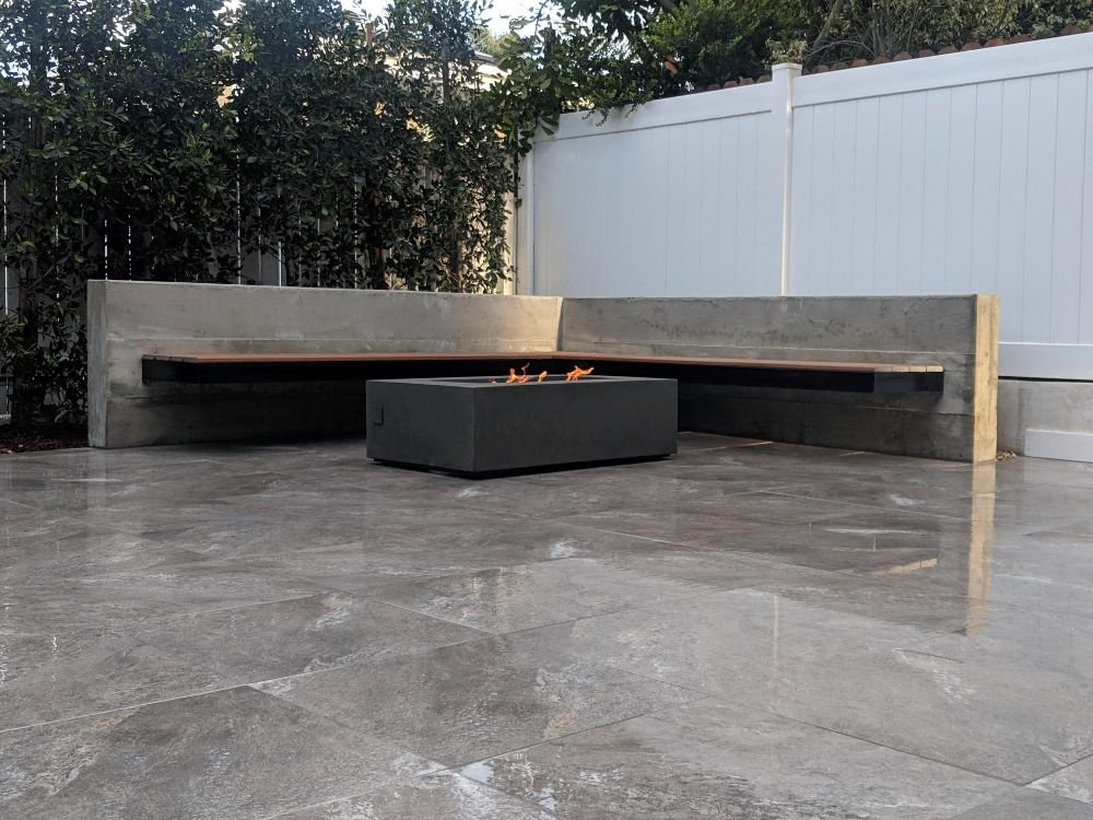 Manhattan Beach Ceramic Paver Tile Concrete Bench With Levitating