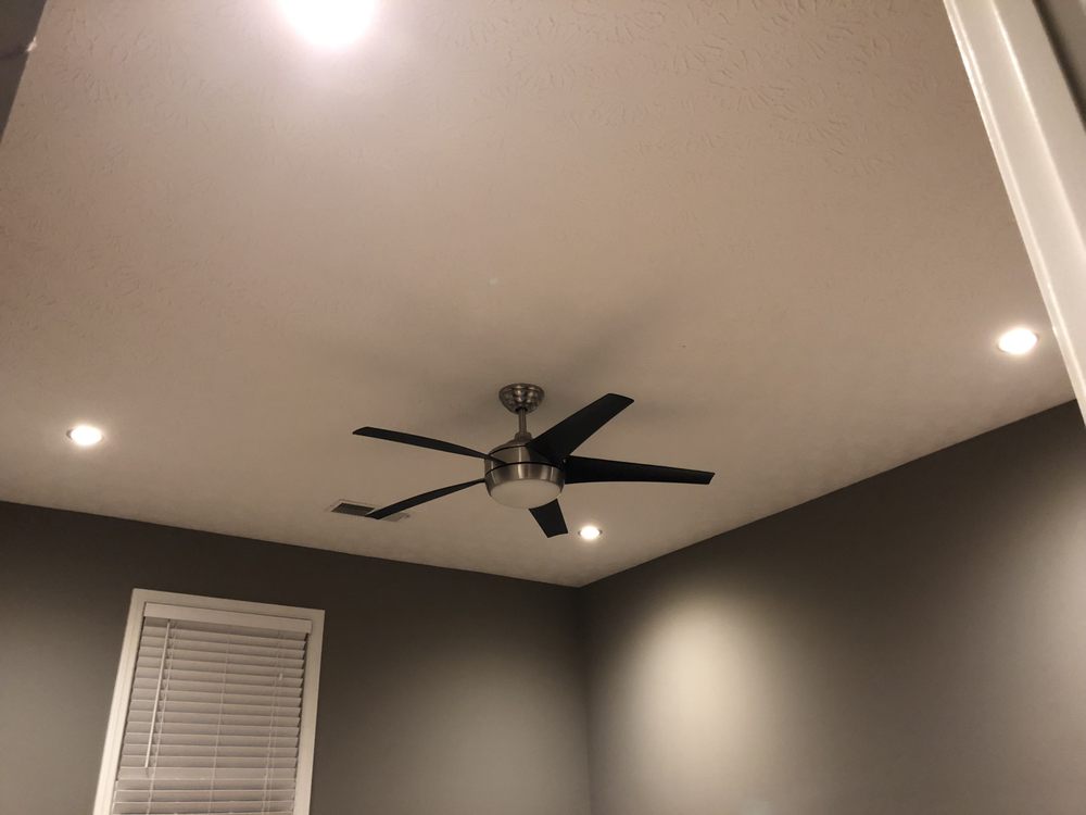 Four 4 Recessed Lights And A Ceiling Fan Installation The