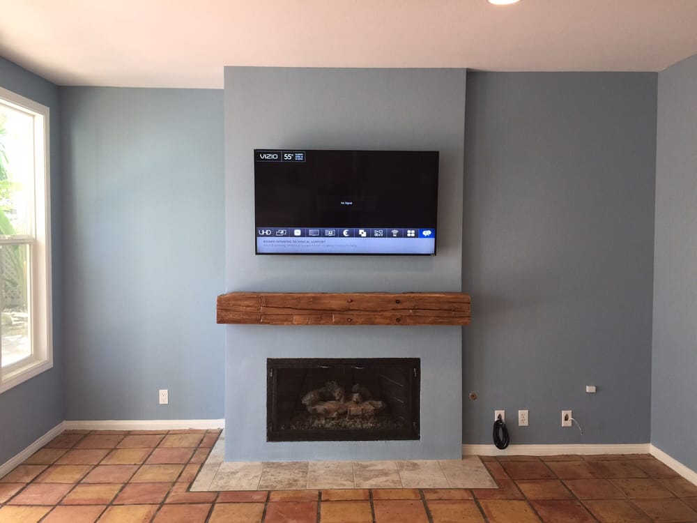 New Remodeled Fireplace With Floating Reclaimed Wood Mantle And Tile Photo Of S B Construction Management Services Irvine Ca United States New Remodeled