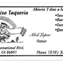 El Paisa Taco Truck 13 Photos 76 Reviews Mexican 2900 Photo Of El Paisa Taco Truck Oakland Ca United States Business Card