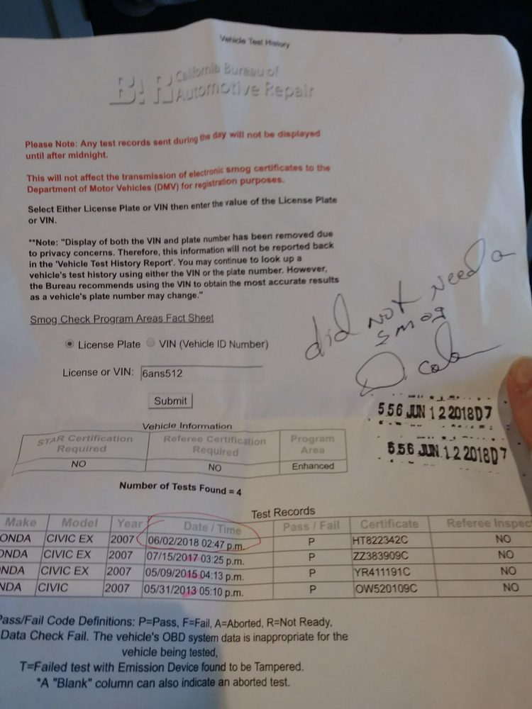 Owner Denied To Refund Me The Unnecessarily Done Smog Check After