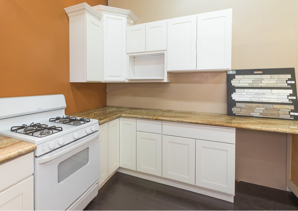 Shaker White Kitchen Cabinets Are Aesthetically Photo Of Granada Kitchen Floor City Industry Ca United States