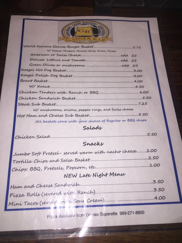 Gaines Bar Bars 114 Genesee Ave, Gaines, MI Restaurant Reviews