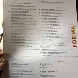 forma restaurant menu