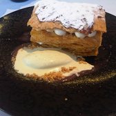 Rhubarb mille-feuille (sorry for the ice cream puddle!)