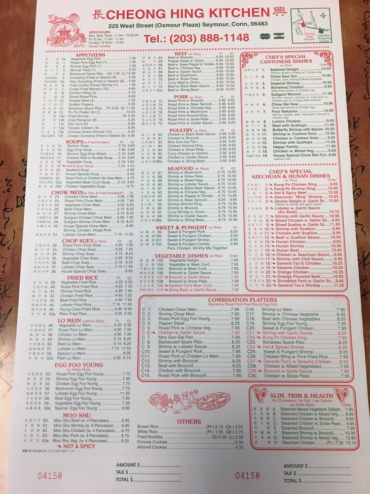 Online Menu Of Cheong Hing Kitchen Restaurant Seymour
