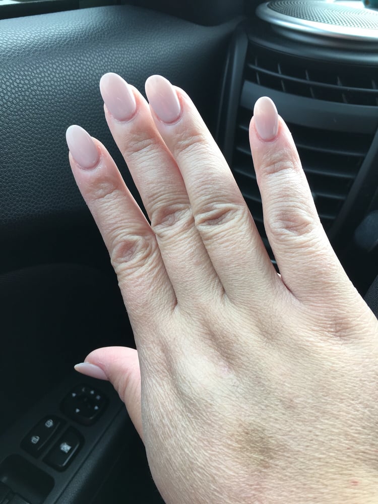 Acrylic Almond Shaped Nails With Pink Gel Polish By Andy Photo Of Nails First Knoxville Tn United States Acrylic Almond Shaped