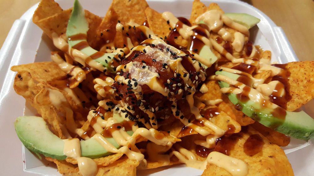 Flavorless "sushi tacos" I ate at Wasabi Juan's in Birmingham, AL r