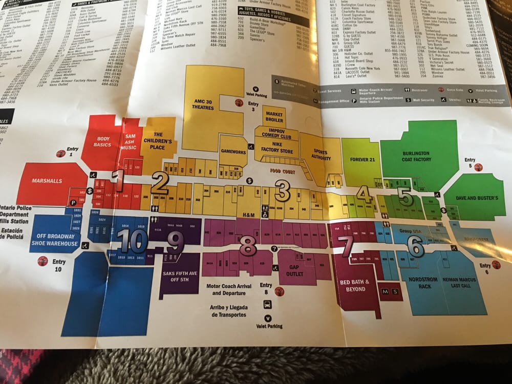 Ontario Mills Store Map - Map Of The World