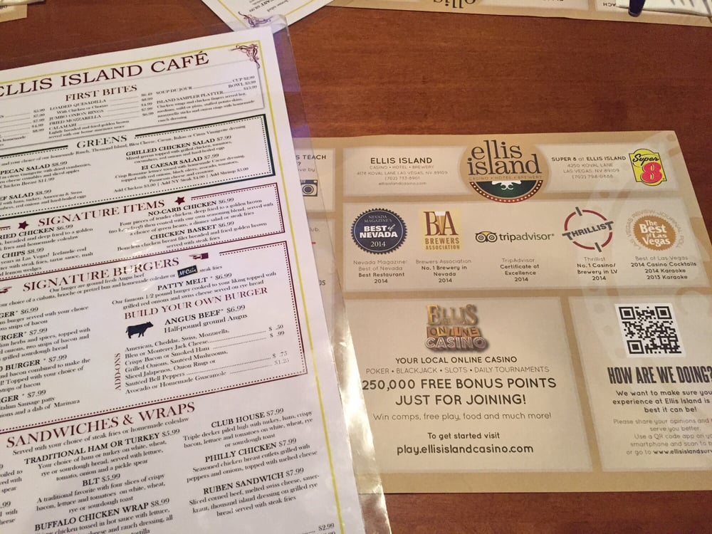 Ellis island casino cafe menu