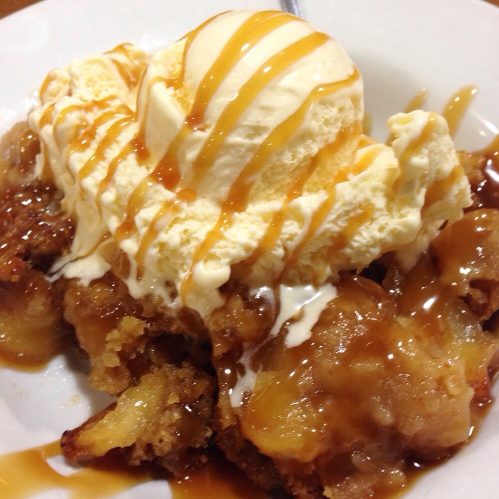 Caramel apple cobbler w/ vanilla ice cream. Only 4! Yelp