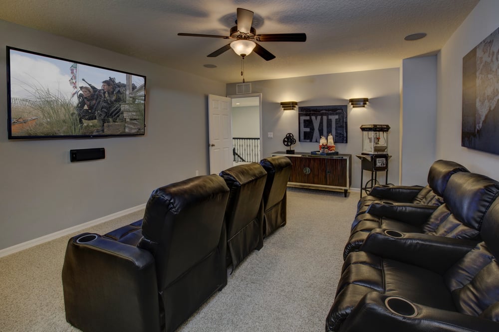 Every Home Needs A Media Room 70 Tv With Built In Surround Sound 6 Photos For Beazer Homes Orchard Hills