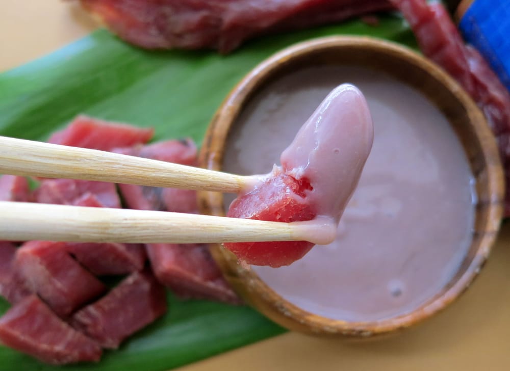 Azama Dry Aku dipped in Poi... das' how you do it, cuz! Yelp